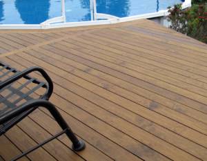 Refinish wood deck power wash